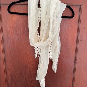 Elegant Cream Scarf with Tassels
